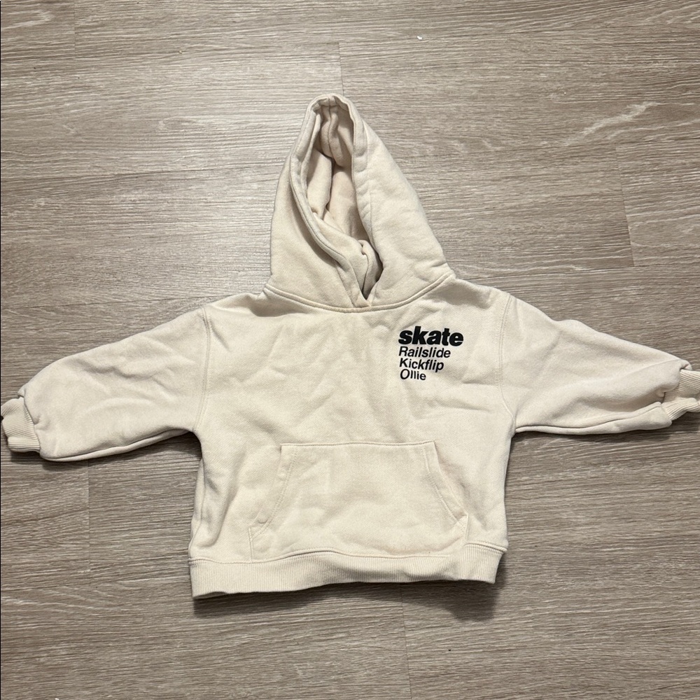 Zara Cream Hoodie with Skate Text